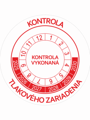 Kontrolné a kalibračné značení - Koliesko na 6 rokov: Kontrola tlakového zariadenia / Kontrola vykonaná 2025-2030