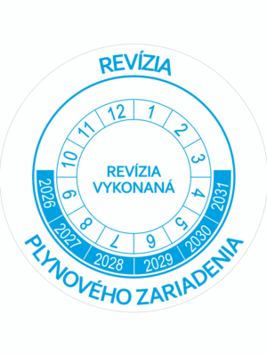 Kontrolné a kalibračné značení - Koliesko na 6 rokov: Revízia plynového zariadenia / Revízia vykonaná 2026-2031