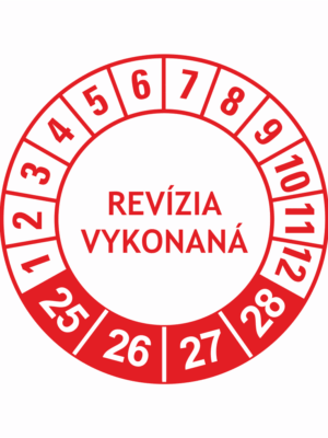 Kontrolné a kalibračné značení - Koliesko na 4 roky: Revízia vykonaná 25/26/27/28 (Červené)
