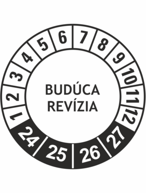 Kontrolné a kalibračné značení - Koliesko na 4 roky: Budúca revízia 24/25/26/27 (Čierné)
