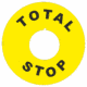 Značenie strojov a zariadenie - Označenie Núdzového zastavení: TOTAL STOP (Kruh)