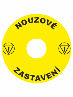 Značenie strojov a zariadenie - Označenie Núdzového zastavení: NOUZOVÉ ZASTAVENÍ KRUH