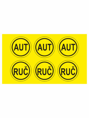 Elektro značenie - Symboly a aršíky: AUT , RUČ v kruhu