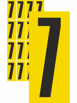 Značky písmen a čísel - Samolepiace tlačené číslo: 7 (Žltý podklad)