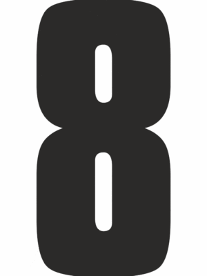 Čísla a písmena - Samolepiace písmena rezana: 8 (Čierná)