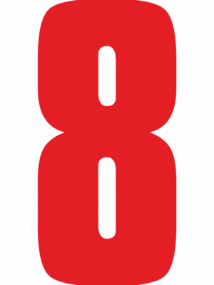 Čísla a písmena - Samolepiace písmena rezana: 8 (Červená)