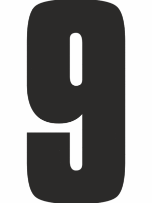 Čísla a písmena - Samolepiace písmena rezana: 9 (Čierná)