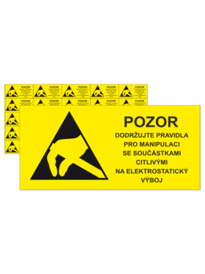 Elektro značenie - ESD značky: Základný symbol + Pozor a text