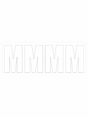 Čísla a písmena - Samolepiace písmena rezana: M (Bielé)