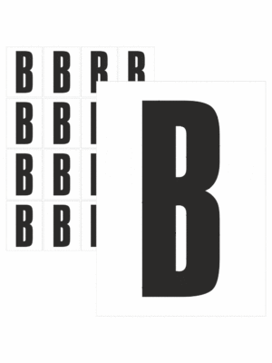 Značky písmen a čísel - Samolepiace tlačené písmeno na bielom podklade: B (Čierne)