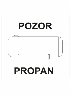Označenie obalov nebezpečných látok - Tlakové nádoby a plyny: Pozor propan (Text + symbol)
