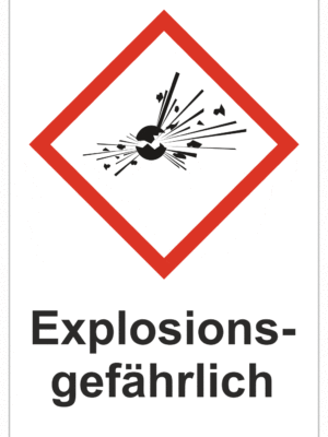Označenie obalov nebezpečných látok - GHS symboly s textom: Explosions-gefährlich