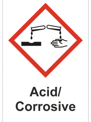 Označenie obalov nebezpečných látok - GHS symboly s textom: Acid / Corrosive