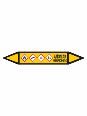 Značenie potrubí - Obojsmerné šípky se symboly: Amoniak / Nebezpečenstvo