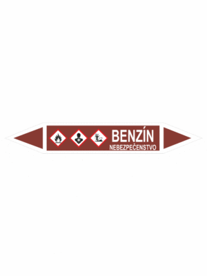 Značenie potrubí - Obojsmerné šípky se symboly: Benzín / Nebezpečenstvo
