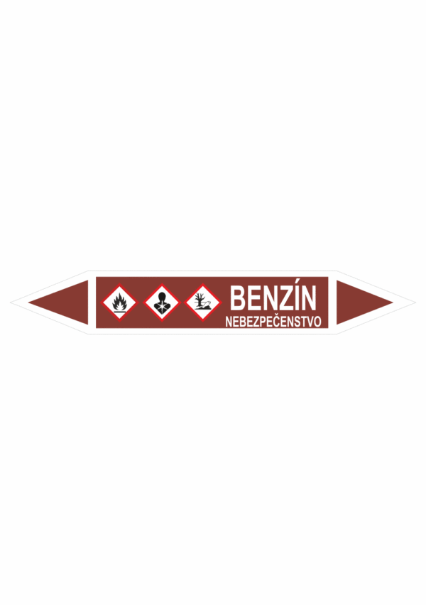 Značenie potrubí - Obojsmerné šípky se symboly: Benzín / Nebezpečenstvo