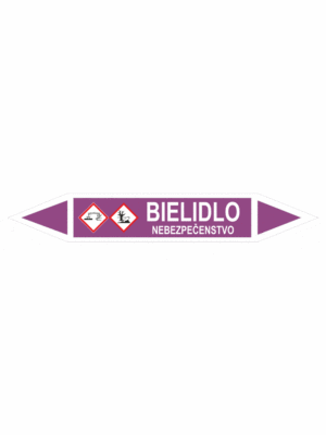 Značenie potrubí - Obojsmerné šípky se symboly: Bielidlo / Nebezpečenstvo