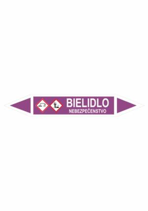 Značenie potrubí - Obojsmerné šípky se symboly: Bielidlo / Nebezpečenstvo