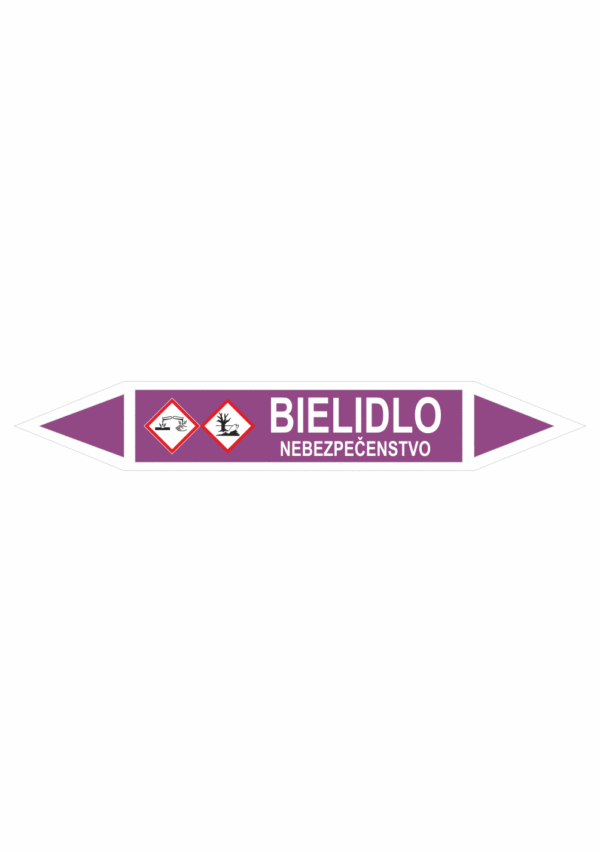 Značenie potrubí - Obojsmerné šípky se symboly: Bielidlo / Nebezpečenstvo