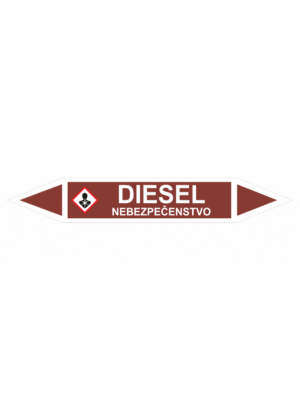 Značenie potrubí - Obojsmerné šípky se symboly: Diesel / Nebezpečenstvo