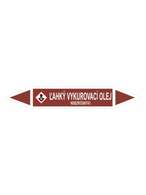 Značenie potrubí - Obojsmerné šípky se symboly: Ľahký vykurovací olej / Nebezpečenstvo