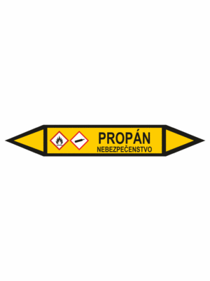 Značenie potrubí - Obojsmerné šípky se symboly: Propán / Nebezpečenstvo