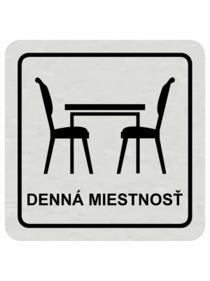 Značenie budov a pristor - Hliníkové piktogramy: Denná miestnosť