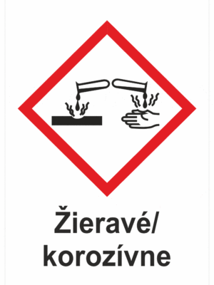 Označenie obalov nebezpečných látok - GHS symboly s textom: Žieravé / Korozívne