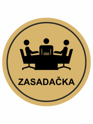 Značenie budov a pristor - Piktogramy na zlatej samolepiacej fólii: Zasadačka