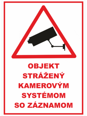 Značenie budov a priestorov - Ochrana a stráženia: Objekt stráženým kamerovým systém so záznamom + symbl