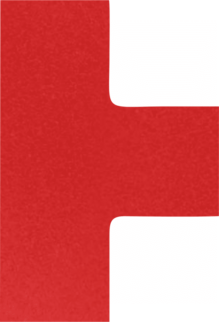 Podlahové značení - Napojení pásu: T křižovatka červená