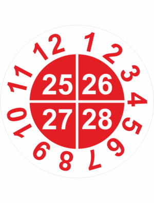 Revizní a kalibrační kolečka - 4 Roky: Kontrolní štítek 2025-2028