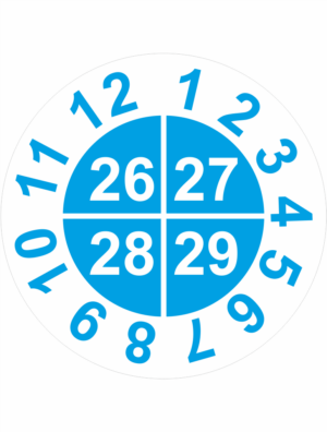 Revizní a kalibrační kolečka - 4 Roky: Kontrolní štítek 2026-2029