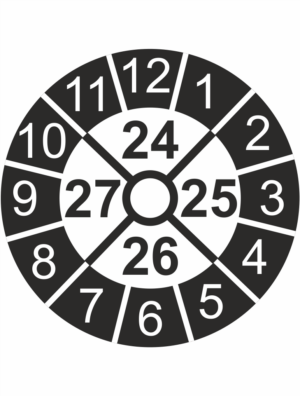Revizní a kalibrační kolečka - 4 Roky: Kontrolní štítek 24-27