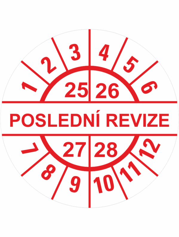 Revizní a kalibrační kolečka - 4 Roky: Poslední revize 25-28