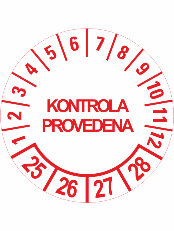 Revizní a kalibrační kolečka - 4 Roky: Kontrola provedena 25-28