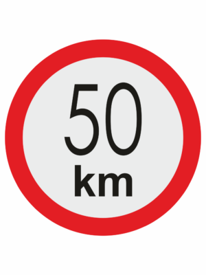 Značenie vozidel - Označenie najvyššej povolenej rýchlosti: 50 km