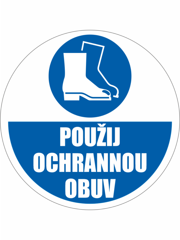 Podlahová značka PVC - POUŽIJ OCHRANNOU OBUV+text
