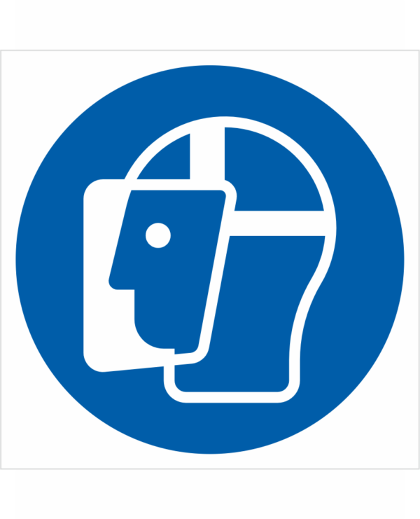 Bezpečnostní značení - Příkazový symbol: Použij obličejový štít ISO 7010