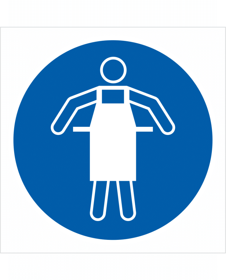 Bezpečnostní značení - Příkazový symbol: Používejte ochrannou zástěru
