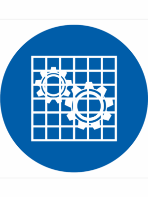 Bezpečnostní značení - Příkazový symbol: Zkontroluj ochranný kryt