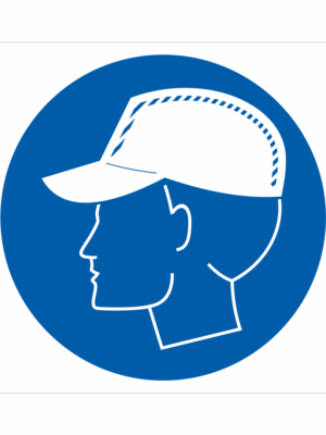 Bezpečnostní značení - Příkazový symbol: Používej protiúderovou čepici
