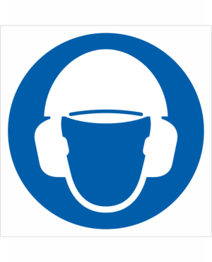 Bezpečnostní značení - Příkazový symbol: Použij ochranu hlavy a sluchu