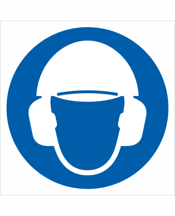 Bezpečnostní značení - Příkazový symbol: Použij ochranu hlavy a sluchu
