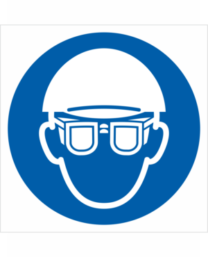 Bezpečnostní značení - Příkazový symbol: Použij ochranu hlavy a zraku