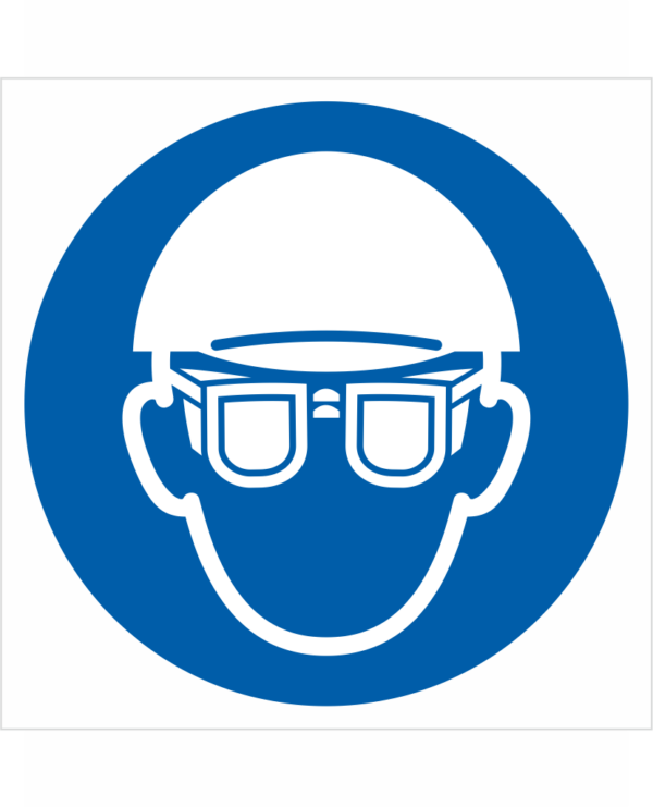 Bezpečnostní značení - Příkazový symbol: Použij ochranu hlavy a zraku