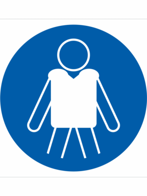 Bezpečnostní značení - Příkazový symbol: Používejte záchrannou vestu