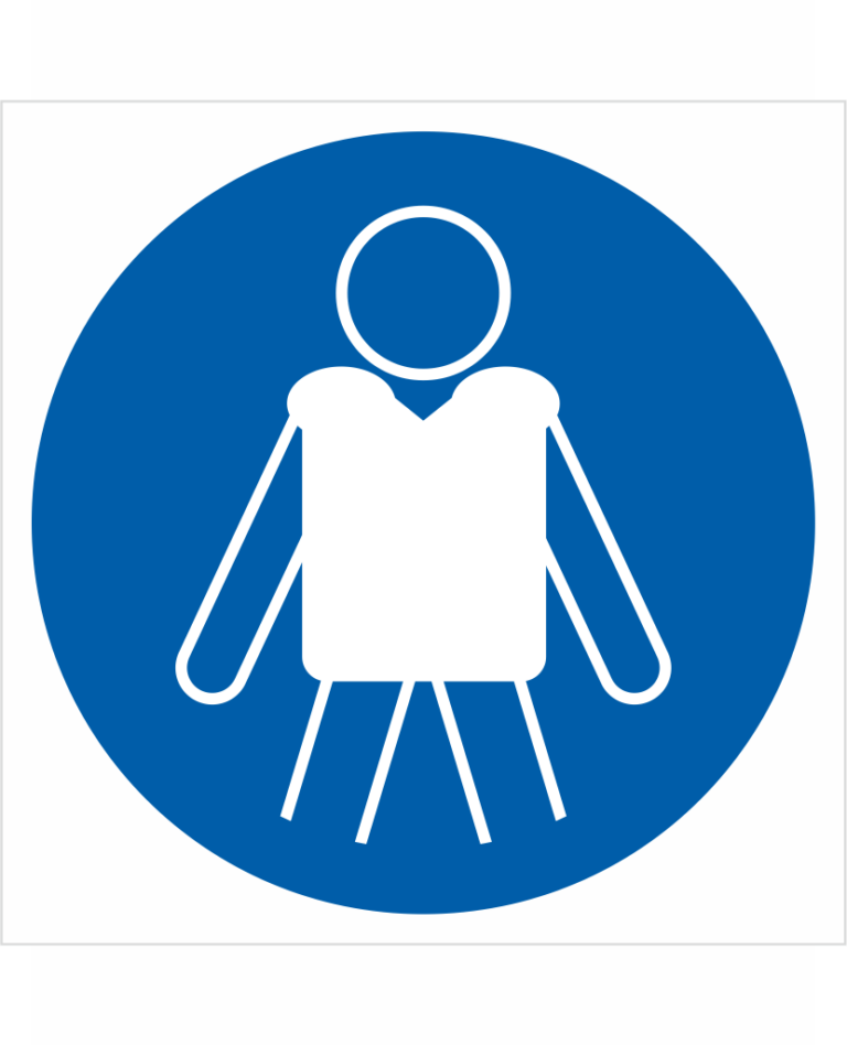 Bezpečnostní značení - Příkazový symbol: Používejte záchrannou vestu