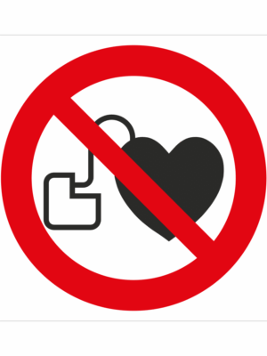 Bezpečnostní značení - Zákazový symbol: Zákaz vstupu s defibrilátorem