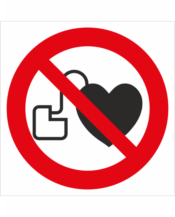 Bezpečnostní značení - Zákazový symbol: Zákaz vstupu s defibrilátorem